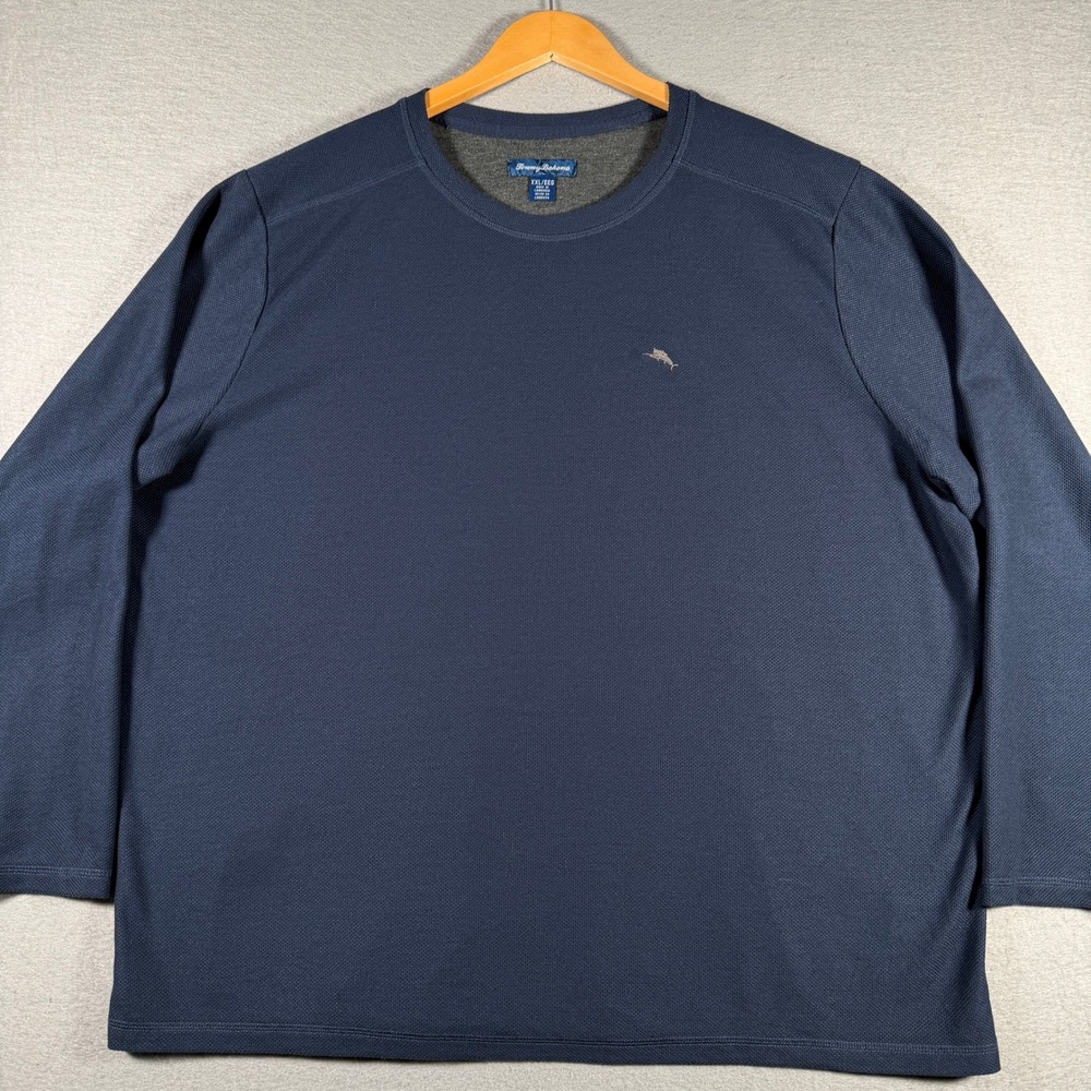 Tommy Bahama Mens XXL Navy Blue Textured Long Sleeve Crew Neck Pullover ZTB97769